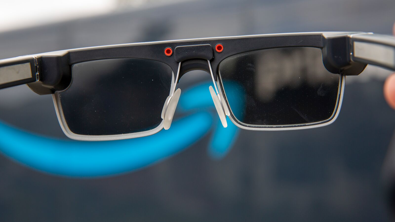Close-up of Amazon Smart Delivery Glasses hardware