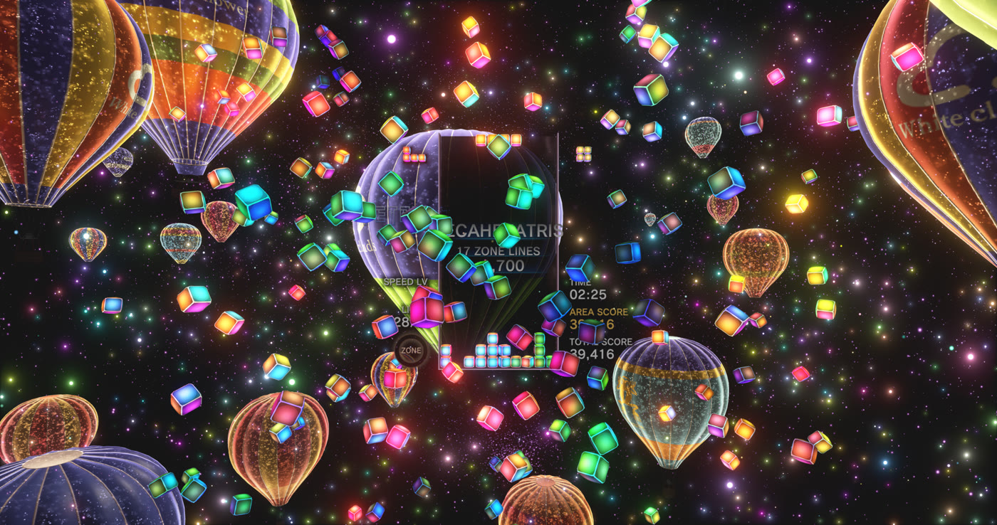 Tetris Effect Connected Balloon High zone screenshot from Enhance press kit