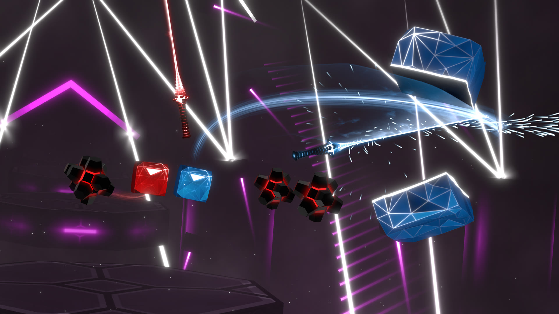 Beat Saber rewards and cosmetics screens