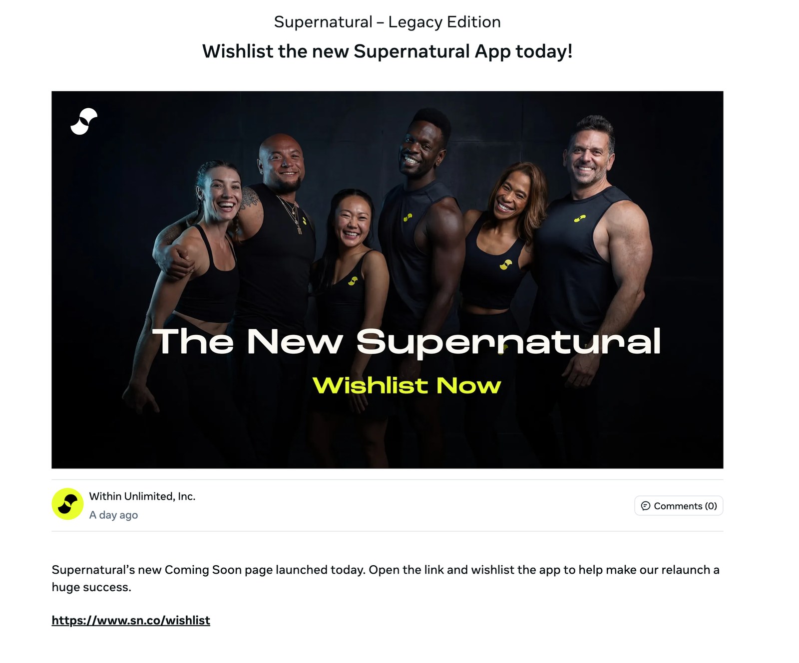 Horizon Store search results showing Supernatural Legacy Edition beside the new Coming Soon app
