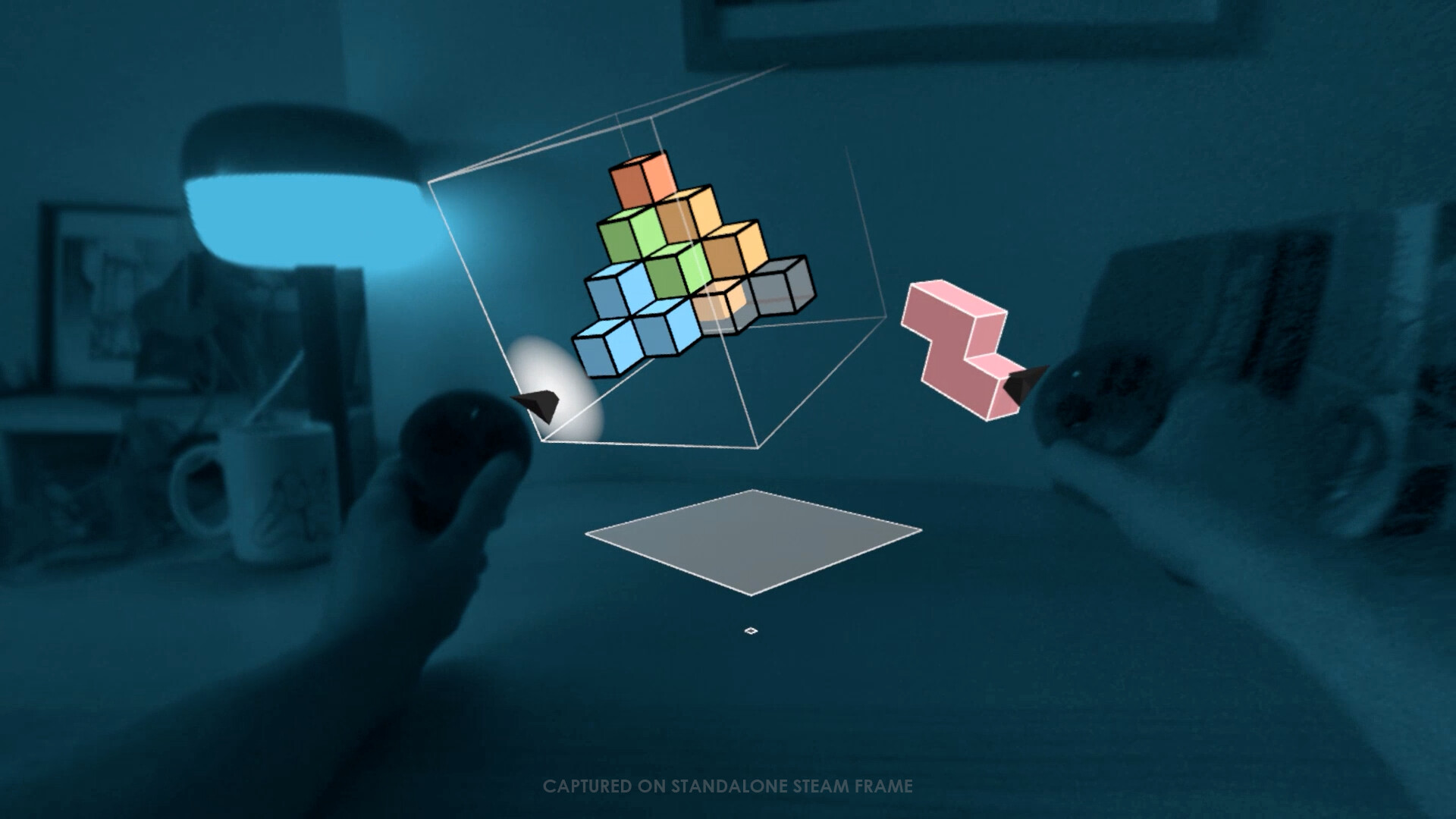 Cubism VR puzzle blocks assembled in mixed reality