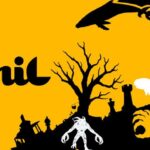 Shil key art yellow black silhouette tree and surreal shapes