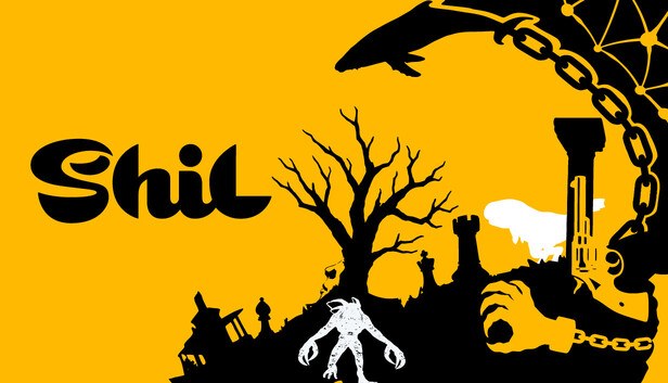 Shil key art yellow black silhouette tree and surreal shapes