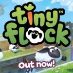 Tiny Flock key art with cartoon sheep on a sunny rooftop diorama