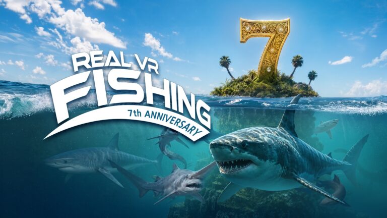 Real VR Fishing 7th anniversary Prehistoric Sharks Event banner art