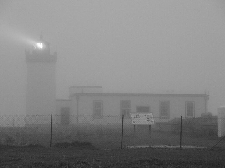 Foggy lighthouse at John o' Groats, Scotland