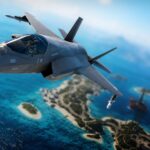 Forefront fighter jet over limestone cliffs in the new Karst map