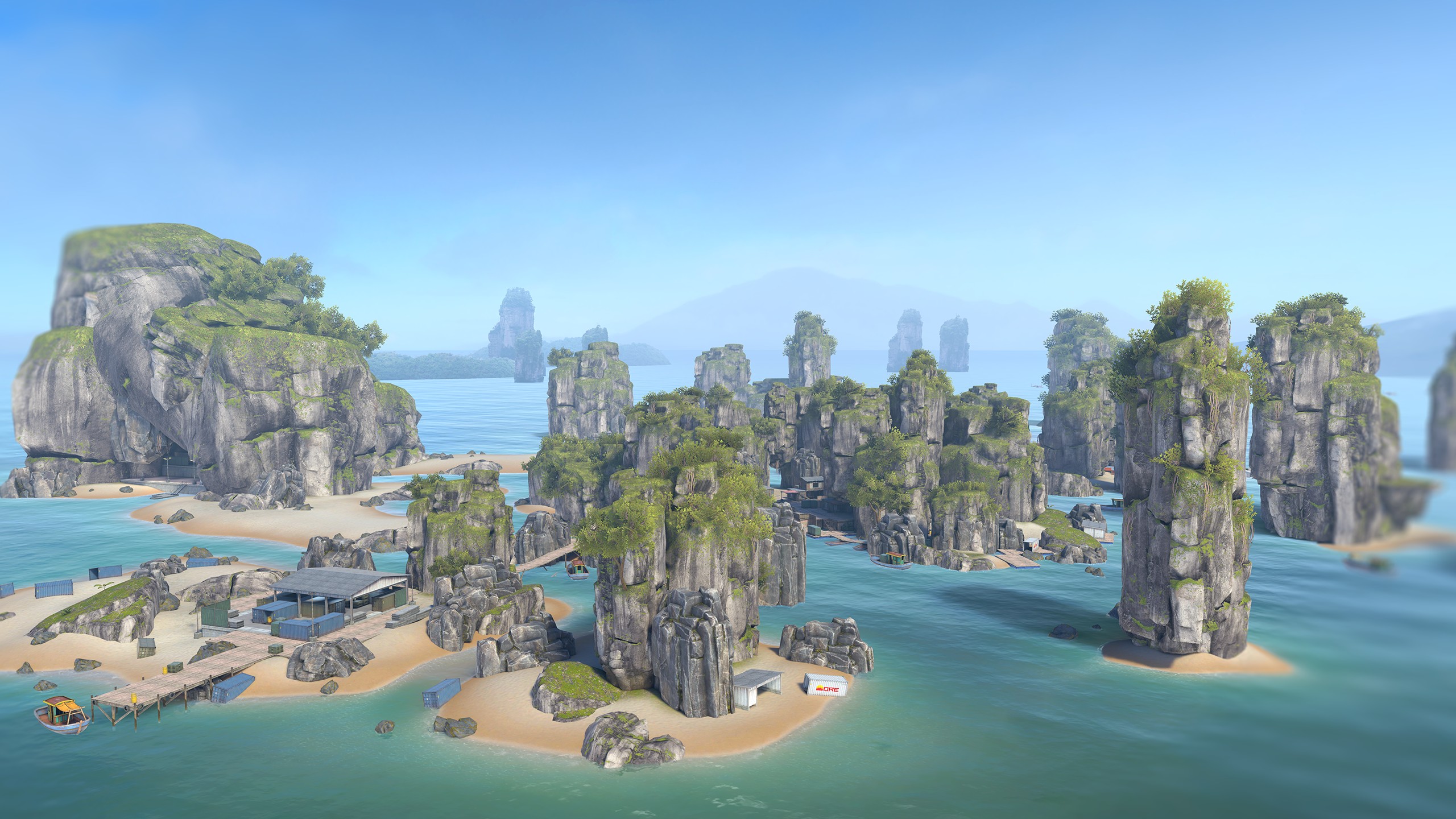 Forefront Karst Conquest map showing Vietnamese fishing village among limestone cliffs