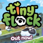 Tiny Flock key art with cartoon sheep across a sunny rooftop diorama.