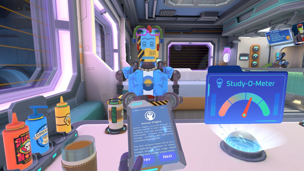 Stellar Cafe voice conversation with robot character