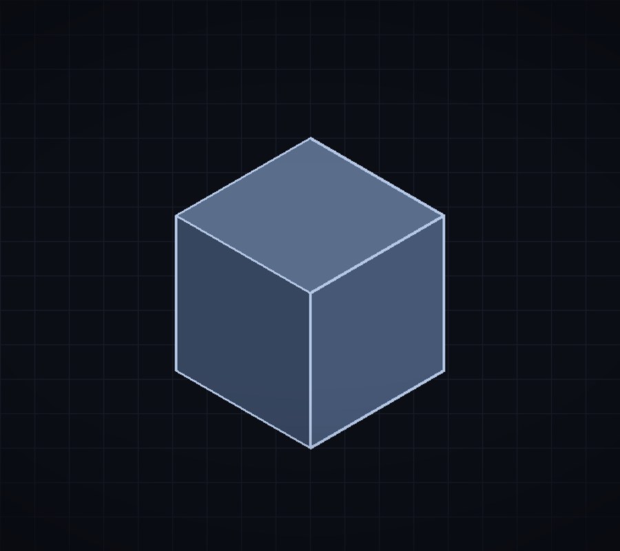 Isometric gray cube illustration on a dark grid