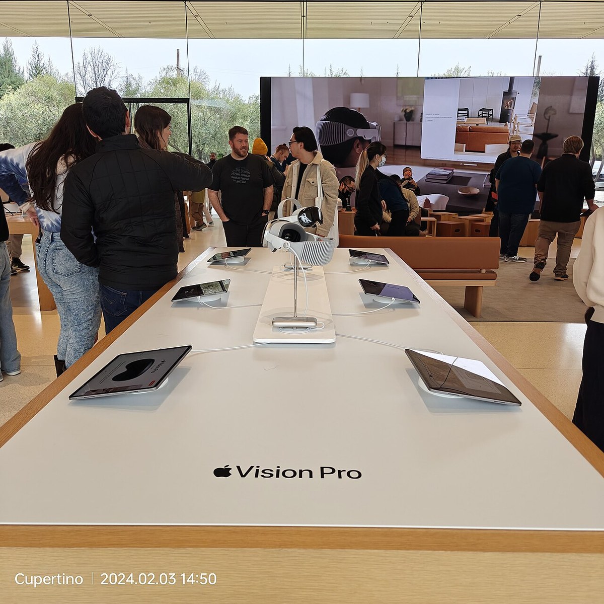 Apple Vision Pro on a store display table