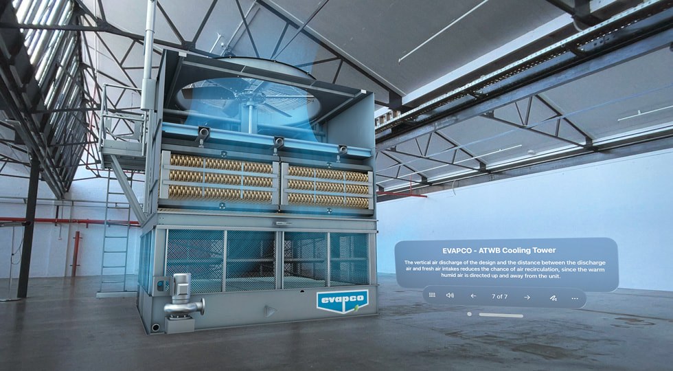 Apple Vision Pro spatial app showing a 3D object in a room