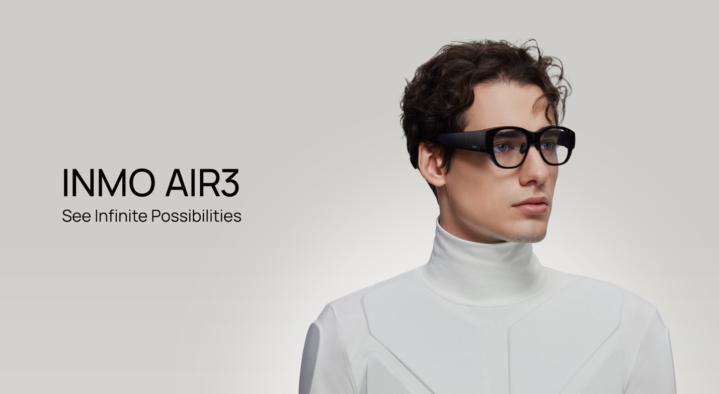 INMO Air3 all-in-one AR glasses promotional product shot — the model under CPSC and Health Canada recall for overheating left temple