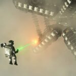 No Man's Sky Cosmos spacewalk near modular structure