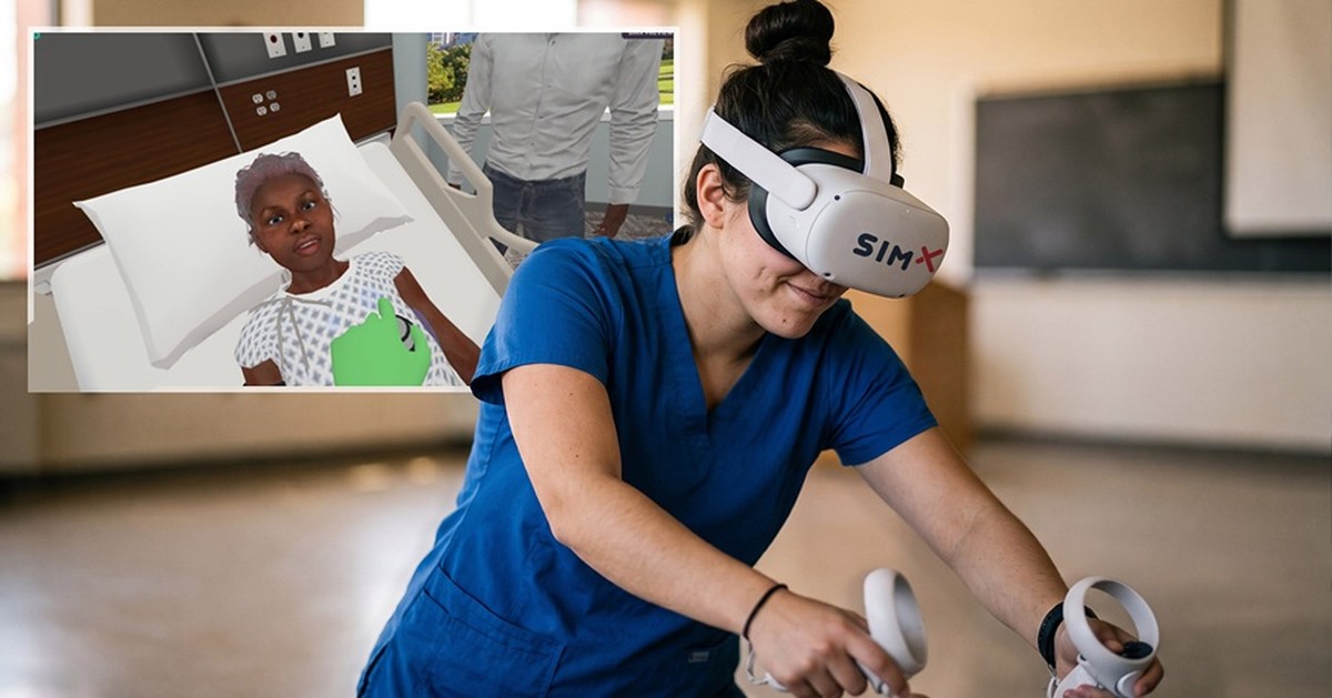 SimX VR nursing simulation training scene