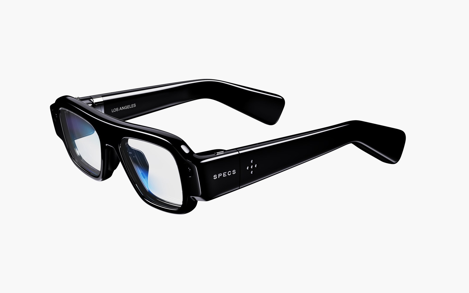 Snap SPECS standalone AR glasses, three-quarter view. Official product photo.