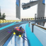 Omega Pilot Evolution anti-gravity racing ships on a neon VR track
