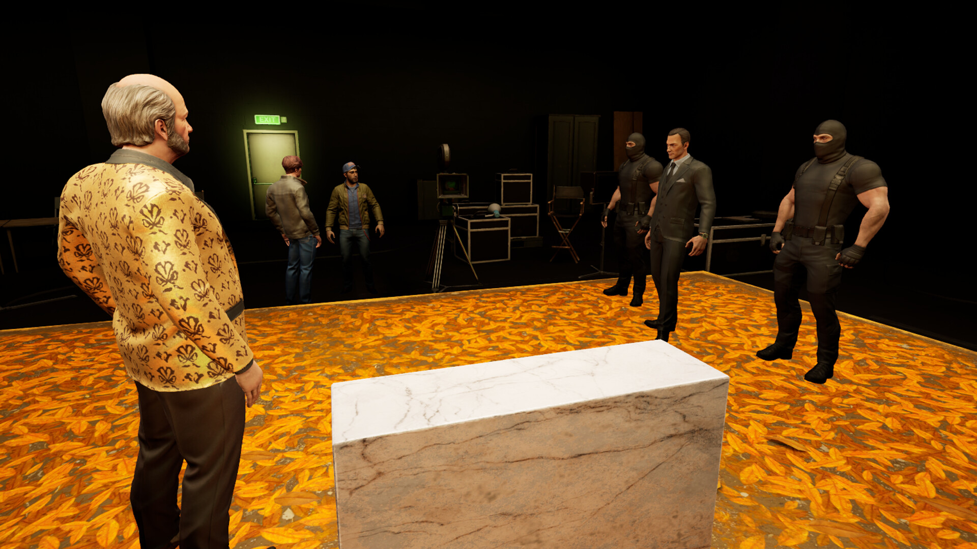 Actors VR studio lights and camera blocking