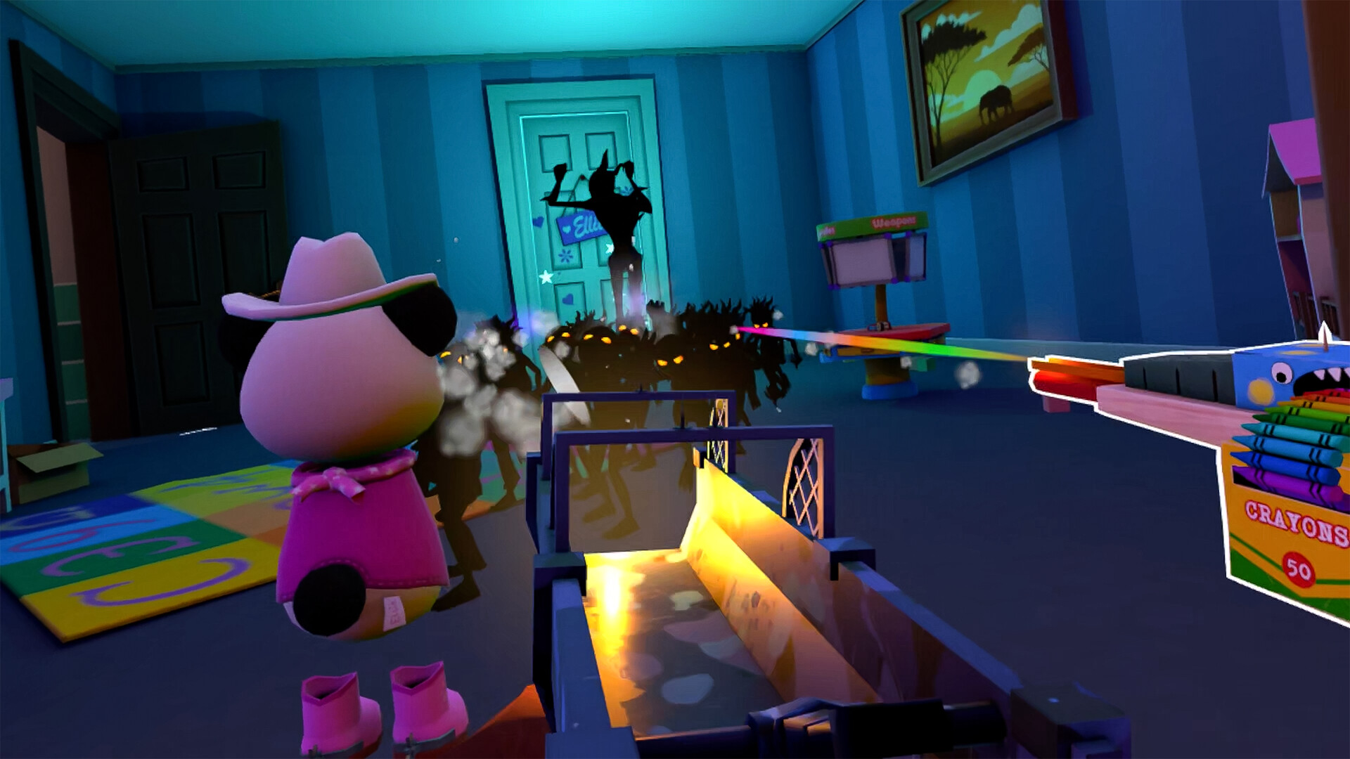 STUFFED: Two Foot Hero gameplay screenshot showing VR wave defense