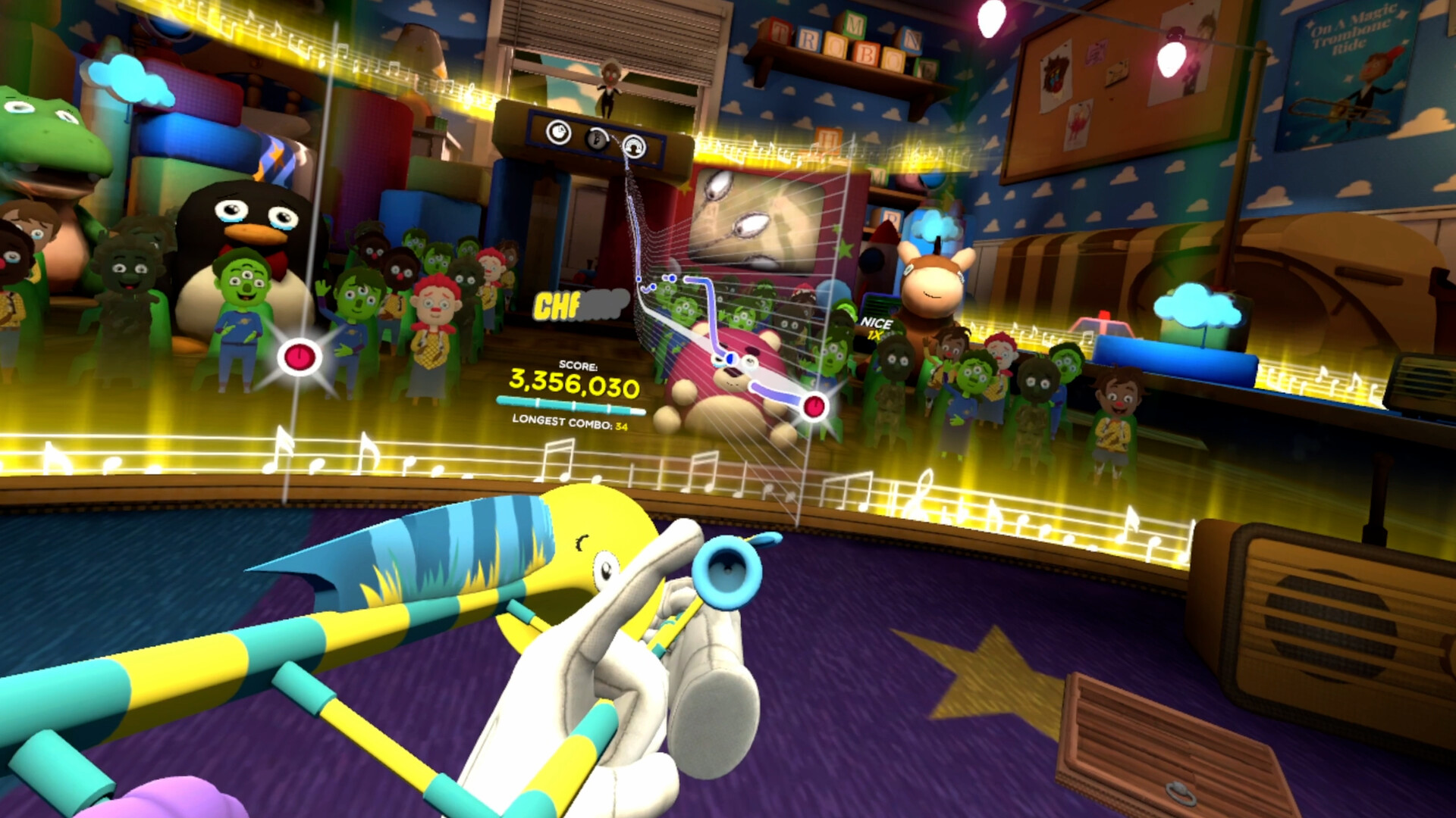 Trombone Champ Unflattened Disney DLC trombone gameplay