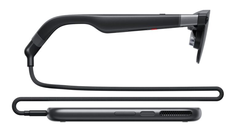 XREAL AURA Android XR glasses with tethered compute puck