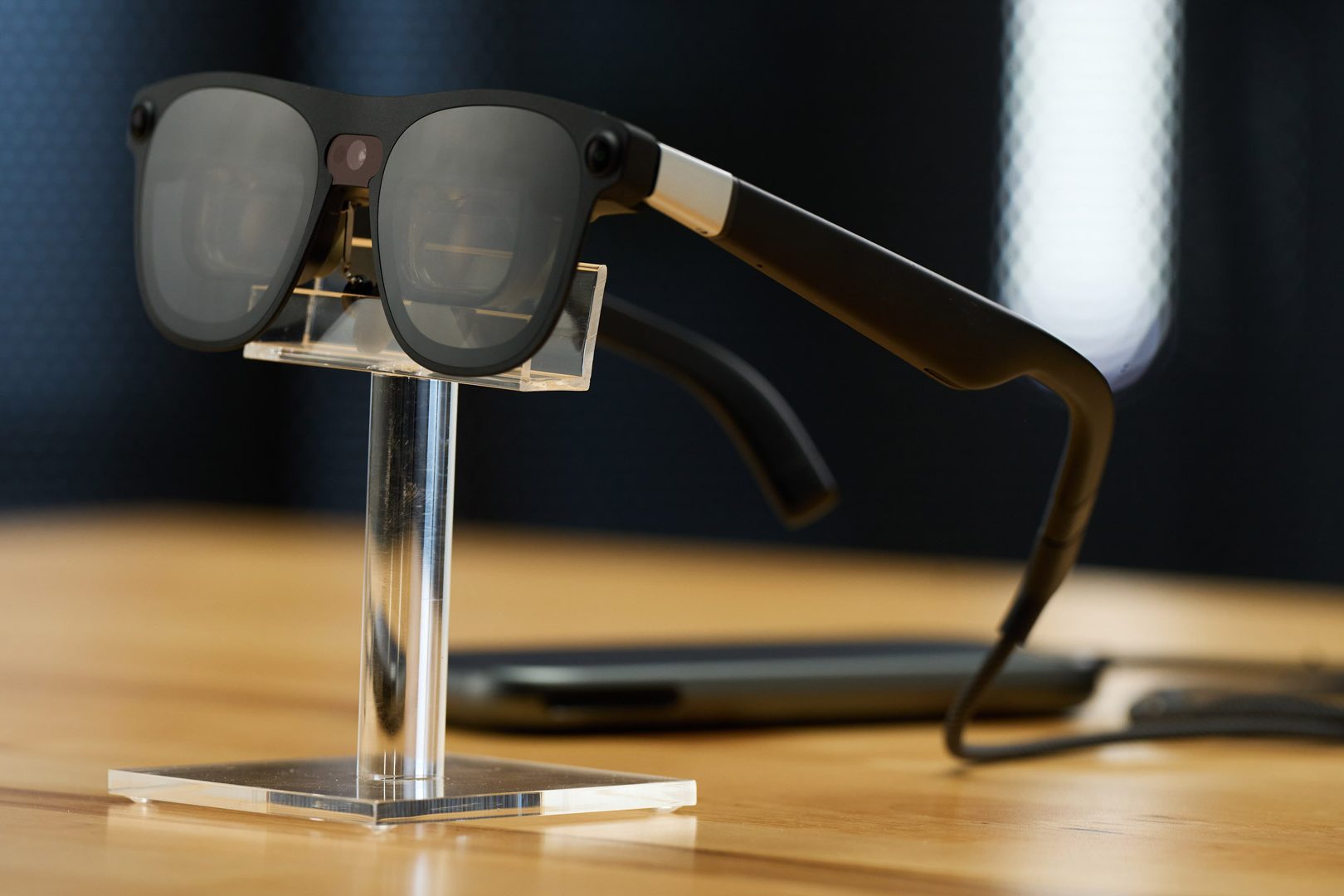 XREAL AURA AR glasses front view, Android XR birdbath optics