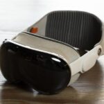 Apple Vision Pro resting on a table. Wikimedia Commons.