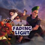 Fading Light VR key art from Joy Way showing two players vaulting over a zombie-filled city street