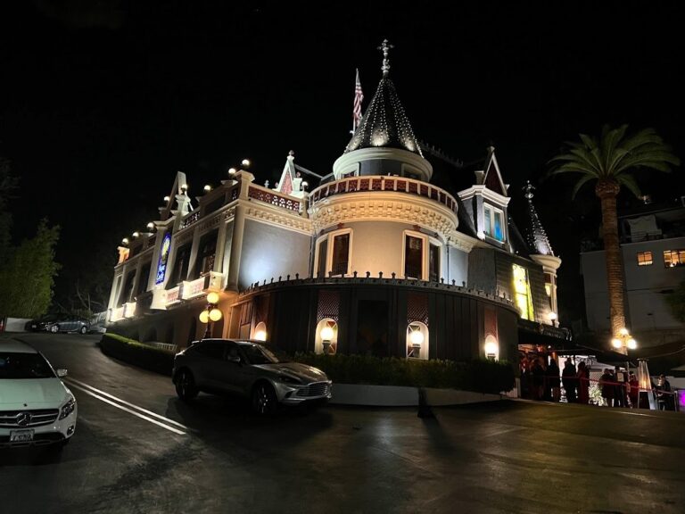 The Magic Castle in Hollywood at night, exterior view