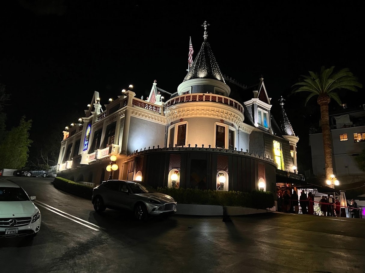 The Magic Castle in Hollywood at night, exterior view