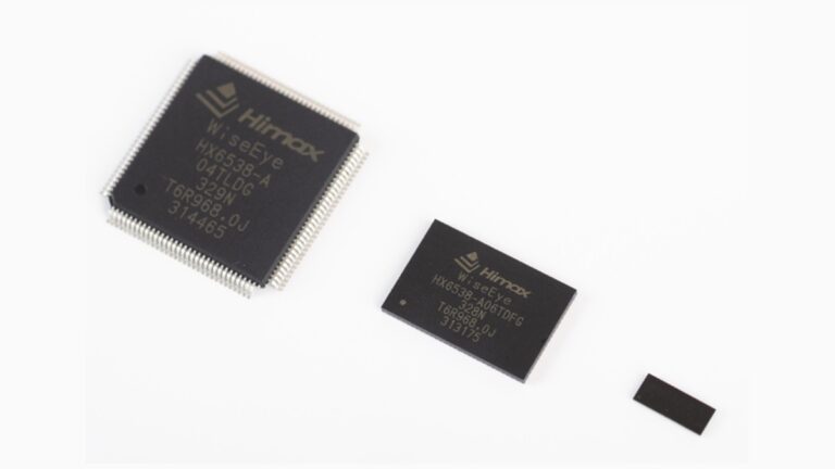 Himax WiseEye HX6538 AI processor chips in three package sizes, official Himax product photo