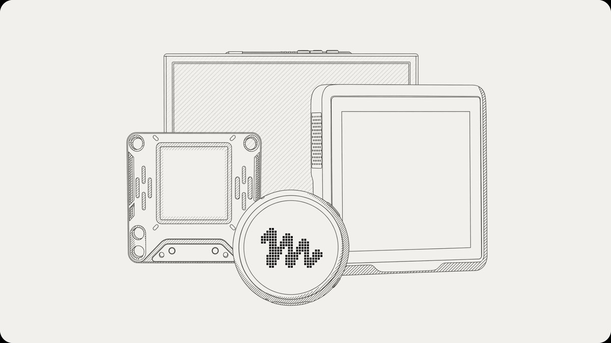 Line illustration of Muse gadget form factors including displays and Home Link puck