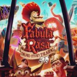 Fabula Rasa key art by ARVORE showing the medieval town cast