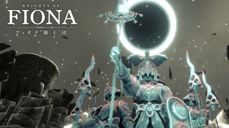 Knights of Fiona key art: armored knights beneath a black eclipse, from CharacterBank's Chapter 6 announcement