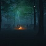 A dimly lit campsite in a dark forest from Wander, the first experience in the Liminal Fear Arena on Meta Quest