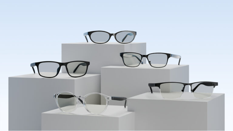 Lucyd Aero smart eyewear collection on display