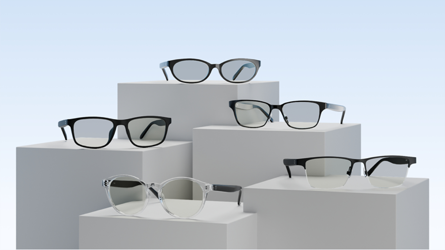Lucyd Aero smart eyewear collection on display