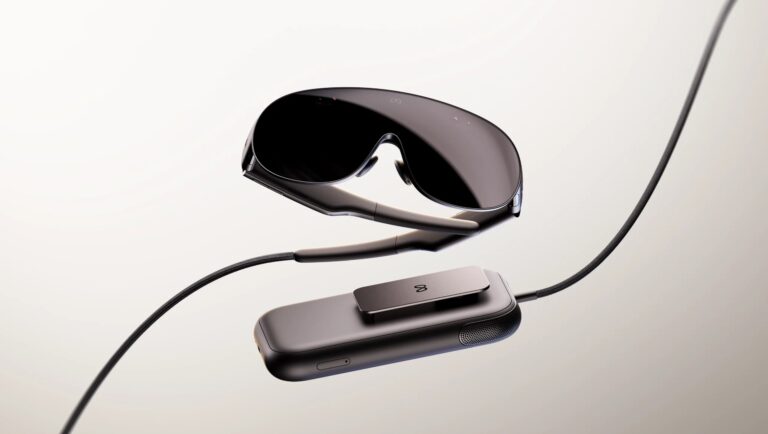 Meta VR Glasses product shot showing the roughly 100-gram glasses-style VR headset with open sides