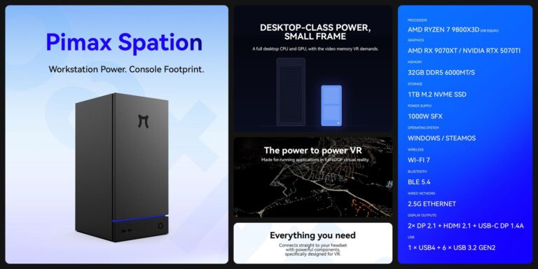 Pimax Spation mini-PC press graphic with its published specifications