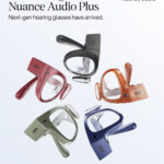Nuance Audio Plus hearing glasses press image showing five frame colors