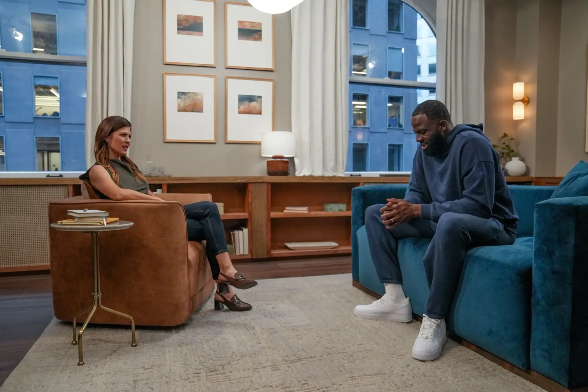 Draymond Green and Dr. Carrie Hastings in an Open Season therapy session
