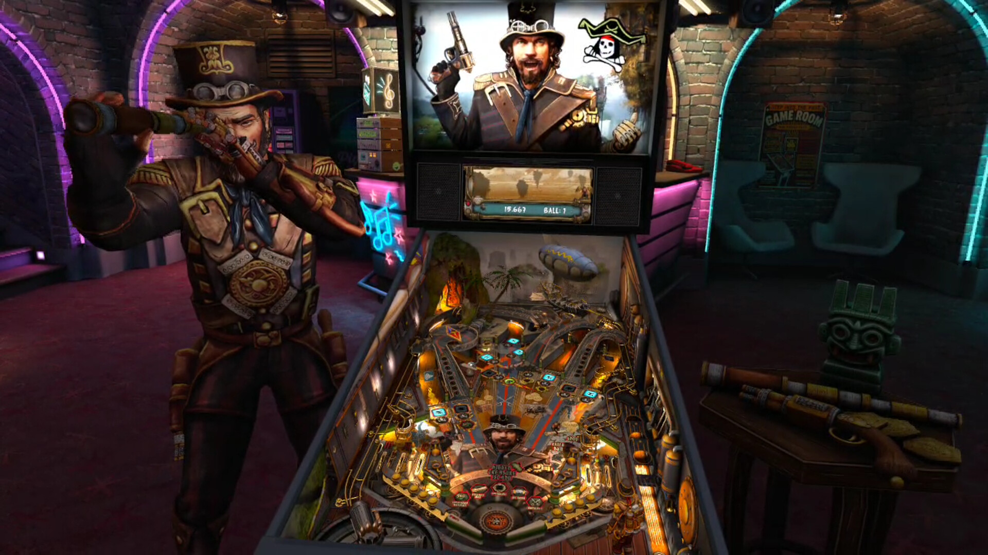 Sky Pirates: Treasures of the Clouds table in Pinball FX VR (Zen Studios)