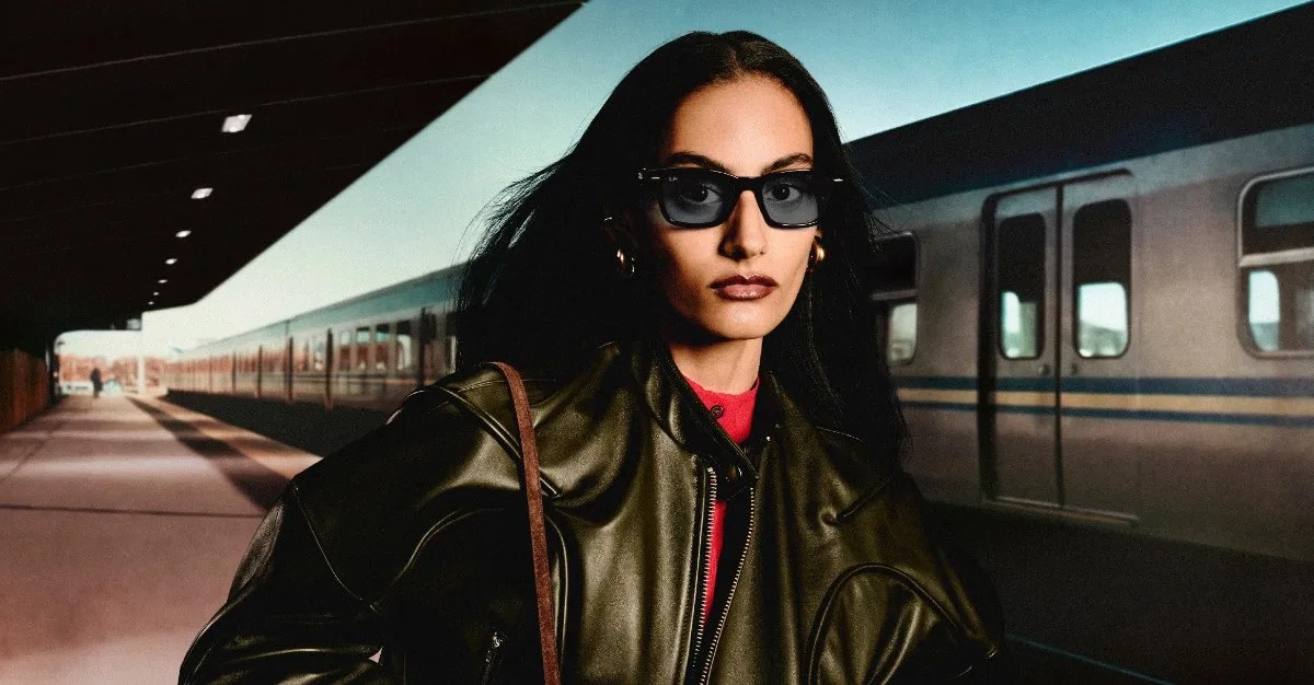 Ray-Ban Meta Audio Burbank camera-free AI glasses in shiny black with warm silver accents, Meta product image