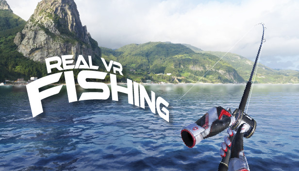 Real VR Fishing Steam capsule art showing gloved hands holding a fishing rod