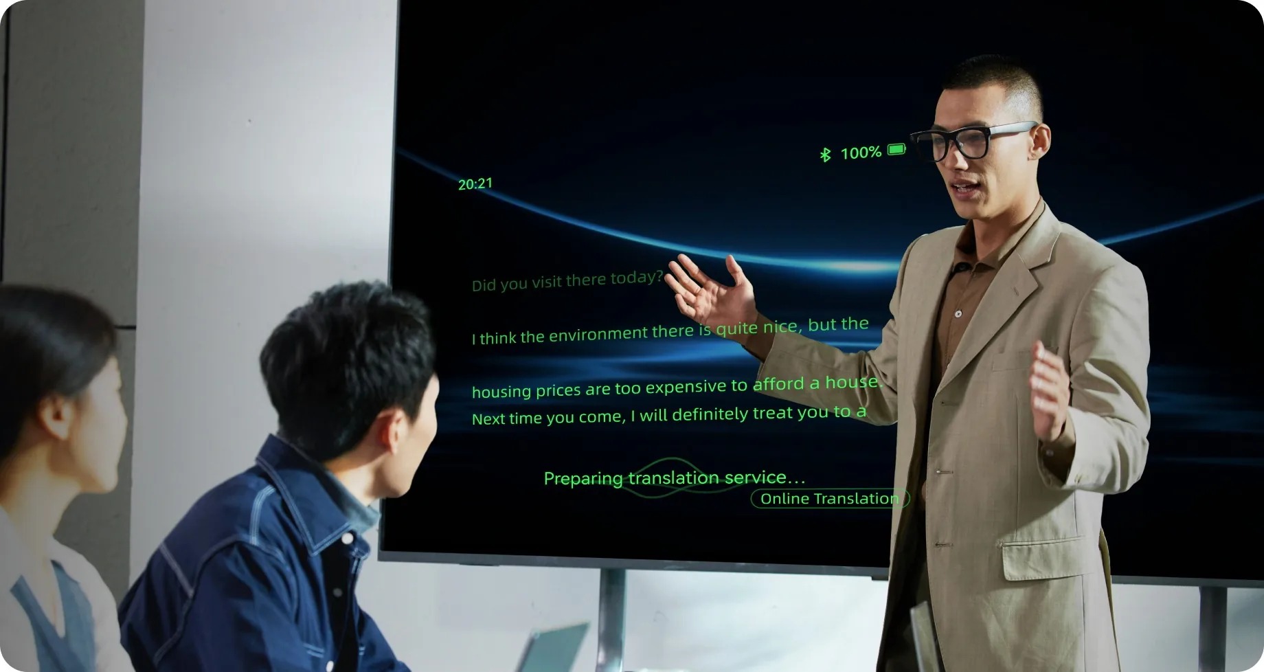 Rokid AI glasses teleprompter overlay demonstration