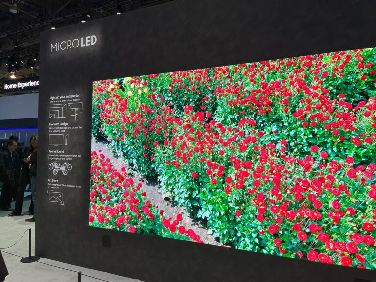 Samsung's The Wall MicroLED display at CES 2024, an example of the LED-based display technology Samsung is shrinking toward AR glasses microdisplays