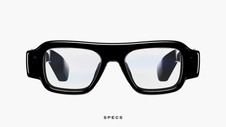 Snap SPECS augmented reality glasses shown from the front in black frames with clear see-through lenses