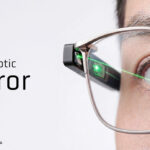 TDK Meta-Optic Mirror smart glasses concept showing direct retinal projection laser path