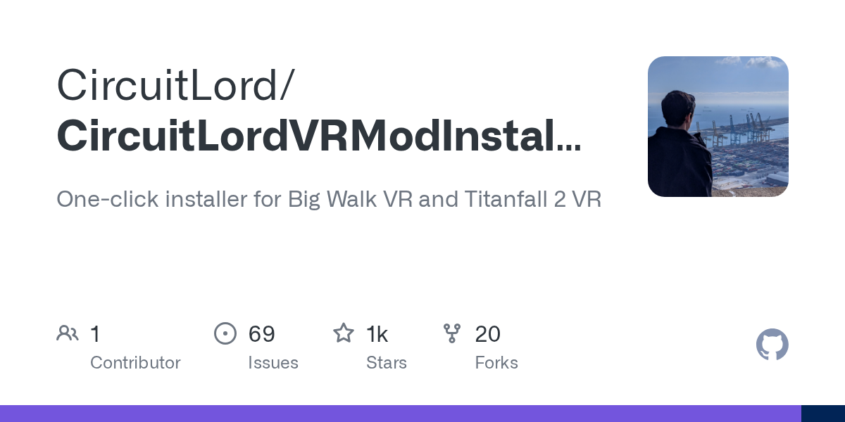 GitHub repository card for CircuitLord's VR Mod Installer